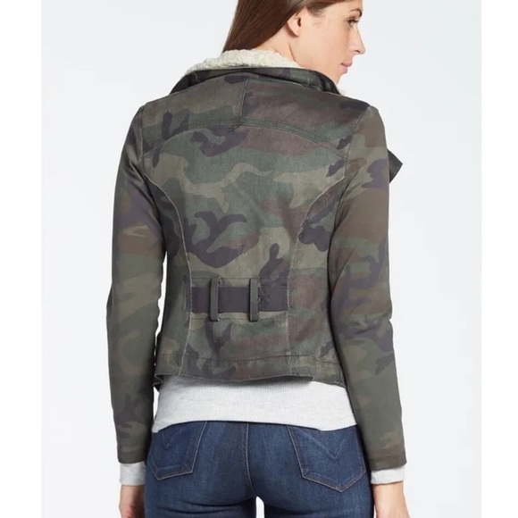 Anthropologie Marrakech Camo Sherpa Collar Moto Jacket - Picture 2 of 11